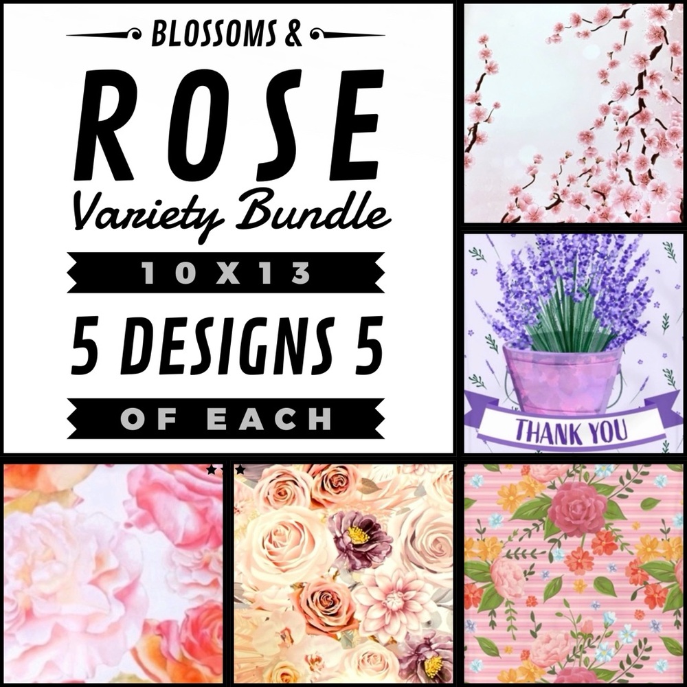 25 10x13 Poly Mailers Blossoms and Rose Variety Bundle Lavender, Cherry, - Picture 2 of 7